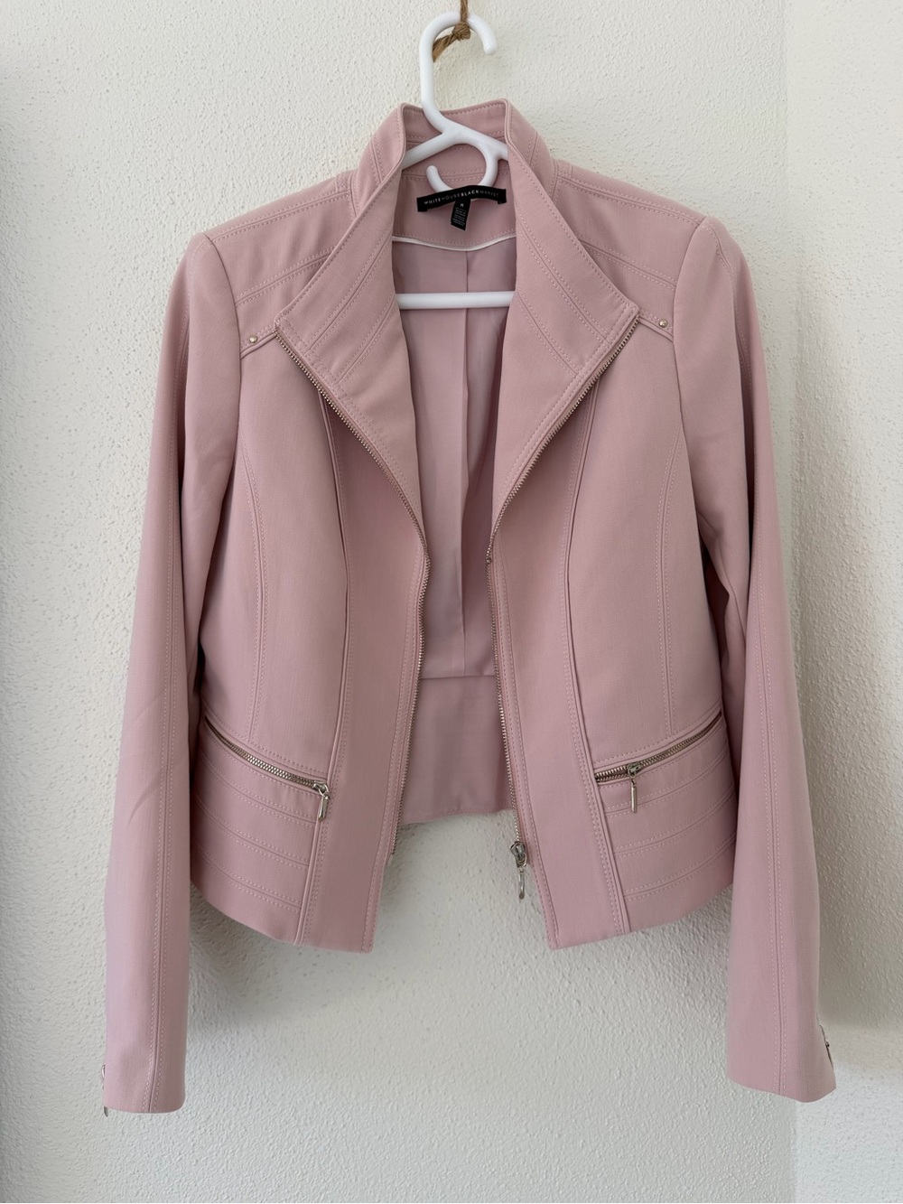 White House Black Market Blush Pink Moto Jacket Blazer – Size 8 - Picture 5 of 17